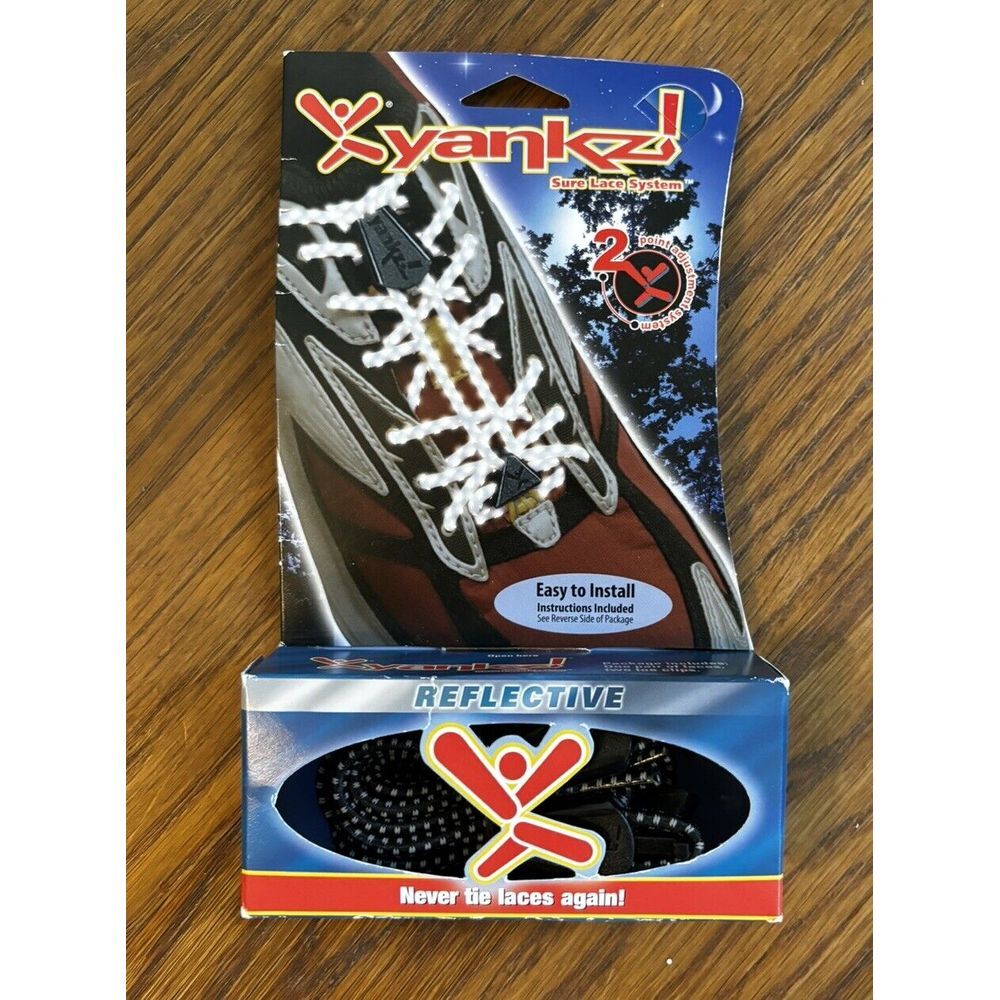 Yankz Sure Shoe Lace‎ System Reflective Runners Sports Black USA Made No Tie
